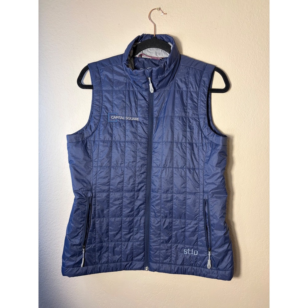 Stio Womens Azura Insulated Quilted Vest Blue Size Medium Capital Square Logo